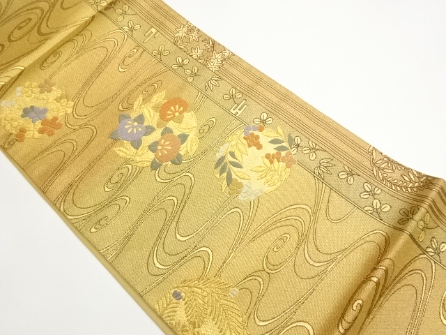 JAPANESE FUKURO OBI / WOVEN FLOWER ROUNDEL